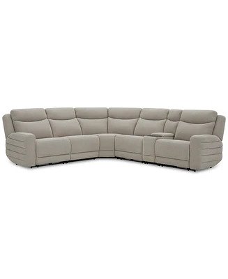 Kristyan 6-Pc. Fabric Sectional with 3 Power Motion Chairs and Console, Exclusively at Macy's