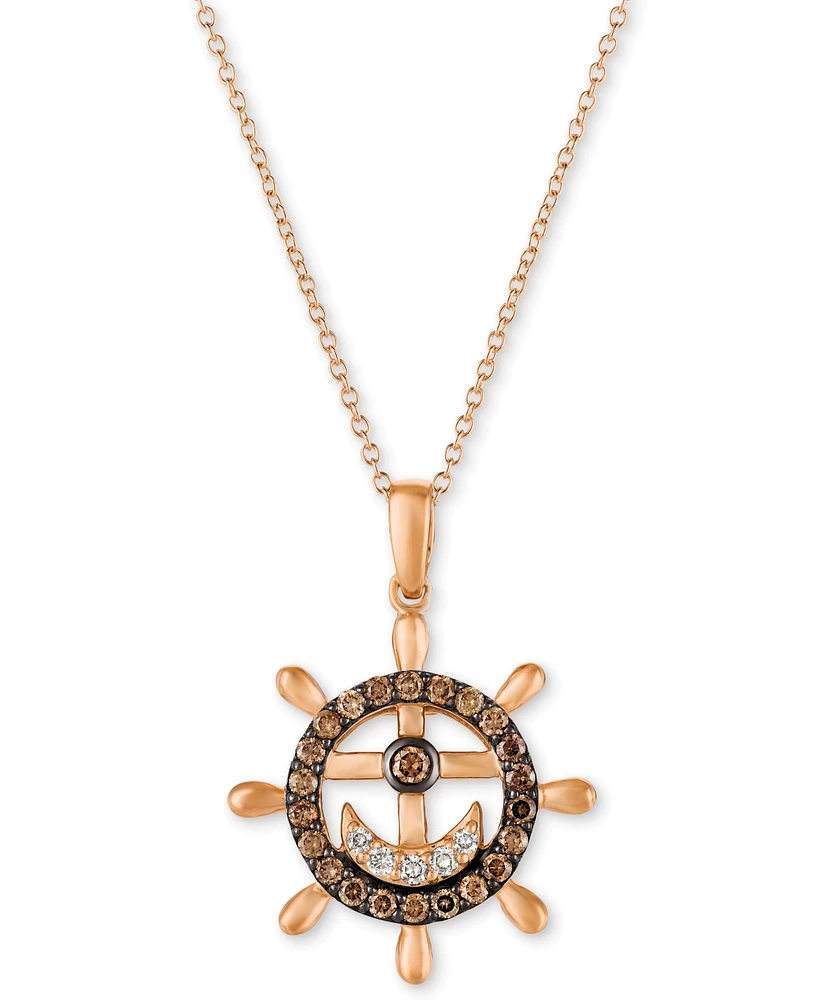 Le Vian Chocolatier Chocolate Diamond & Vanilla Diamond Nautical 20" Pendant Necklace in 14k Rose Gold