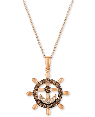 Le Vian Chocolatier Chocolate Diamond & Vanilla Diamond Nautical 20" Pendant Necklace in 14k Rose Gold
