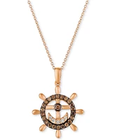 Le Vian Chocolatier Chocolate Diamond & Vanilla Diamond Nautical 20" Pendant Necklace in 14k Rose Gold