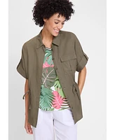 Olsen Women's Camp Shirt Drawstring Waist