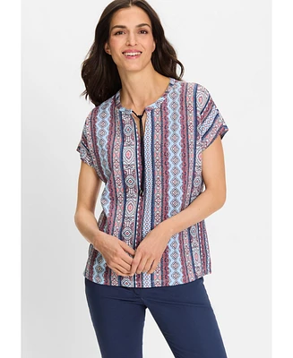 Olsen Women's Ornamental Border Print T-Shirt