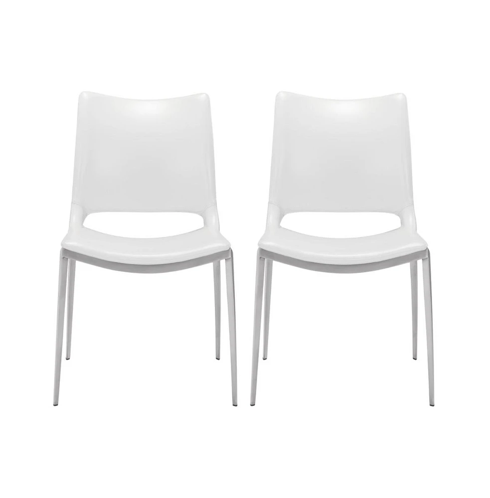 Upholstered Faux Leather Dining Chairs Set of 2 Open Back Side Chairs for Home