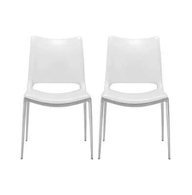 Upholstered Faux Leather Dining Chairs Set of 2 Open Back Side Chairs for Home
