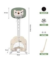 3-in-1 Adjustable Kids Basketball Hoop Sports Set