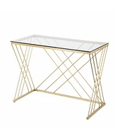 40" Clear and Gold Glass Writing Desk