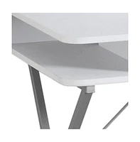 Modern Computer Desk with Sleek Metal Frame and Wood Top