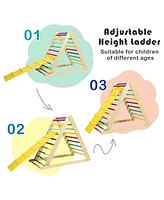 Foldable Wooden Triangle Climber with Reversible Ramp for Kids