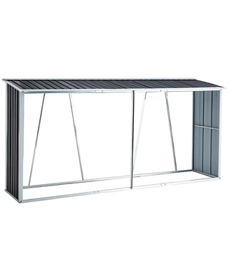 10.8 ft. W x 2.5 ft. D Dark Gray Metal Log Storage Shed with Roof