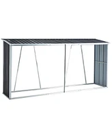 10.8 ft. W x 2.5 ft. D Dark Gray Metal Log Storage Shed with Roof
