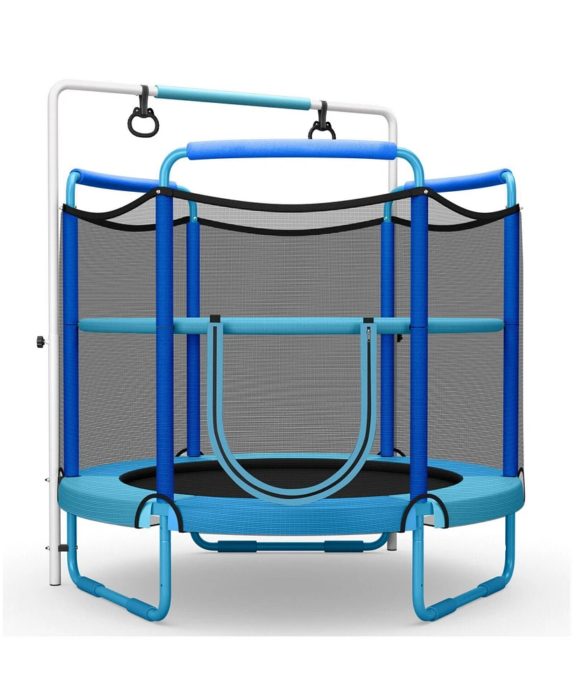 5 Feet Kids 3-in-1 Game Trampoline with Enclosure Net Spring Pad