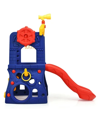 6-in-1 Freestanding Kids Slide with Basketball Hoop and Ring Toss