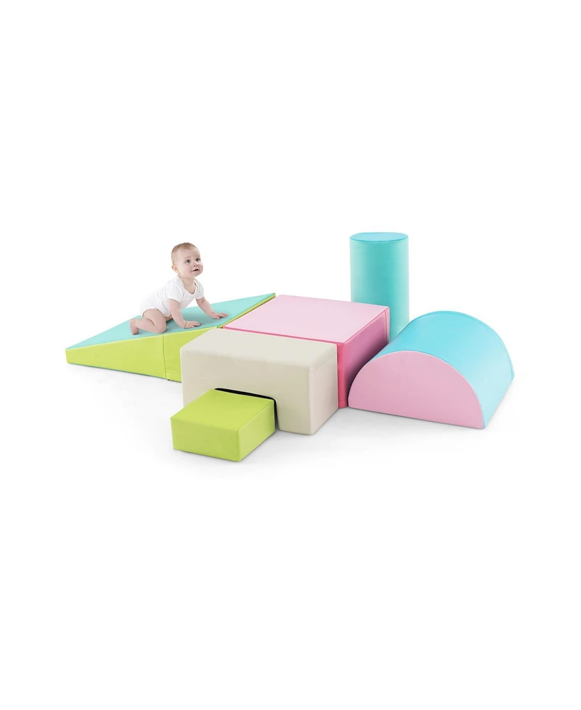 6 Pieces Foam Climbing Blocks Indoor Climb and Crawl Activity Playset with Rectangles