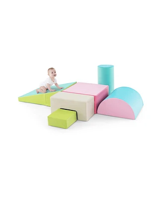 6 Pieces Foam Climbing Blocks Indoor Climb and Crawl Activity Playset with Rectangles