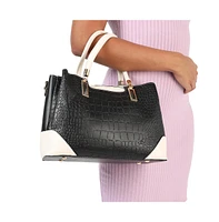 Women's Black Colourblocked Leather Handbag
