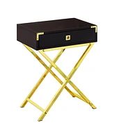Rustic Wood and Metal End Table with Drawer – Modern Storage Solution