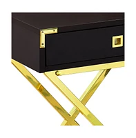 Rustic Wood and Metal End Table with Drawer – Modern Storage Solution
