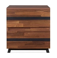 Industrial Wood and Iron End Table with Two Drawers