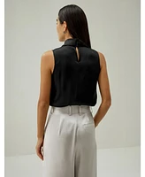 Lilysilk Women's Asymmetrical Sleeveless Cowl Neck Top
