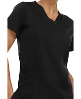Medichic Women's Eleanor 3-Pocket Stretch V-Neck Scrub Top Shocking Pink Medium