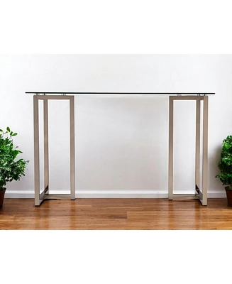 48" Clear and Champagne Glass Writing Desk