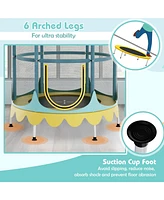 64 Inch Kids Trampoline with Detachable Canopy and Safety Enclosure Net