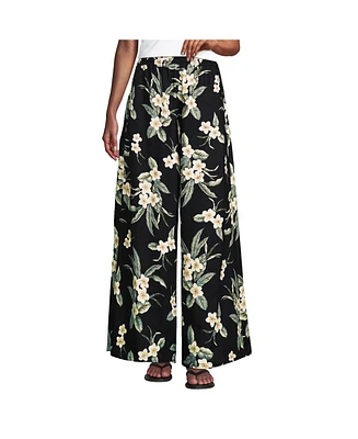 Lands' End Women's Linen High Rise Palazzo Pants - Set Bottom