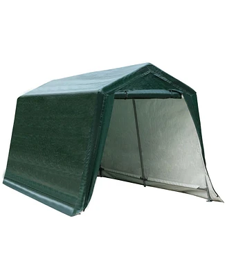 Outdoor Carport Shed with Sidewalls and Waterproof Ripstop Cover