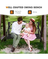 Outdoor 2-Person Metal Porch Swing Chair with Chains