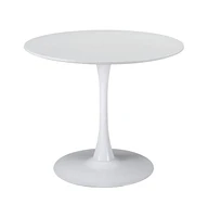 35" Steel Base Dining Table – Sturdy Pedestal Design for Home, Bistro, or Office Use