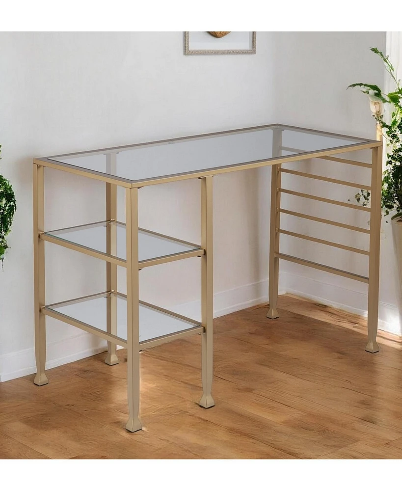 43" Clear and Gold Glass Writing Desk