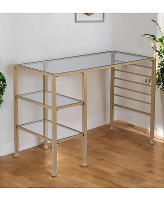 43" Clear and Gold Glass Writing Desk