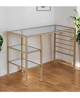 43" Clear and Gold Glass Writing Desk