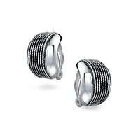 Bling Jewelry Twisted Cable Chain Clip-On Earrings for Non-Pierced Ears Oxidized Silver Brass