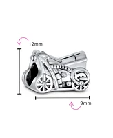 Bling Jewelry Biker Chick Motorcycle Charm Bead Oxidized Sterling Silver for European Bracelet