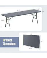 8 ft Portable Folding Table 350 Lbs Fold-in-Half Table with Hdpe Tabletop