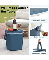 3-in-1 Portable Cooler Bar Table with Bottle Opener and Lift Top Lid for Camping Poolside