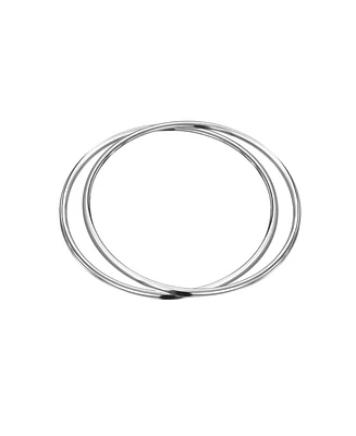 Bling Jewelry Set of 2 Stackable 3MM Polished Dome Round Edge Sterling Silver Bangle Bracelet