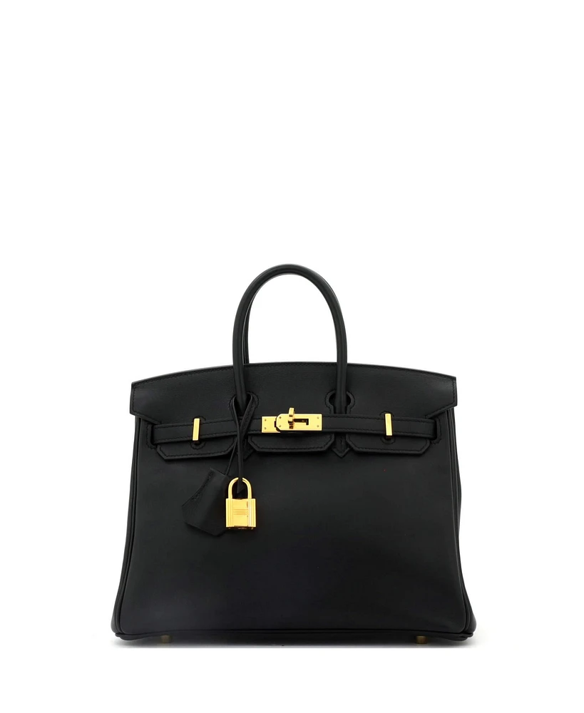 Pre-Owned Hermes Birkin 25 Handbag Black Swift with Gold Hardware