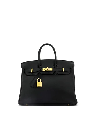 Pre-Owned Hermes Birkin 25 Handbag Black Swift with Gold Hardware