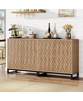 Tribesigns Sideboard Buffet Cabinet with Storage, 57.5" Farmhouse Coffee Bar 4 Doors & Shelves, Set of 2 Wood Credenza Table