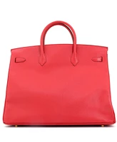 Pre-Owned Hermes Birkin 40 Handbag Red Veau Grain Lisse with Gold Hardware