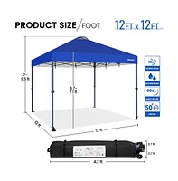 Yaheetech 12x12 Ft Pop Up Canopy with One-Push-To-Lock Setup Mechanism, Blue