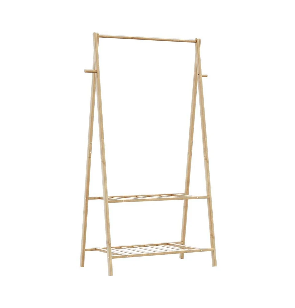 Clothes Rack with Shelves 37.8"x17.9"x59.3" Bamboo