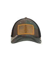 Generic Men's Usa American Flag Patch 6-Panel Green Camo Pre-Curved Snapback Hat