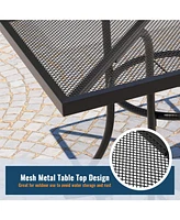 Black 5-Piece Metal Outdoor Patio Dining Set with Square Table with 1.9 in. Umbrella Hole and Swivel Chairs