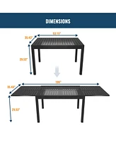 7-Piece Outdoor Dining Set with Aluminum Extendable Table 53"- 106" and Textilene Swivel Chairs