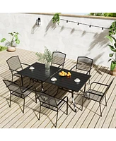 8-Piece Metal Outdoor Patio Dining Set with Square Table with 1.65 in. Umbrella Hole and Dining Chairs