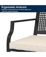 6-Piece Metal Outdoor Patio Dining Set with Square Table with 1.65 in. Umbrella Hole and Swivel Chairs