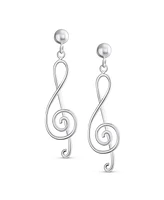Bling Jewelry Musical Music Treble Clef Note Large Dangle Stud Earrings .925 Sterling Silver